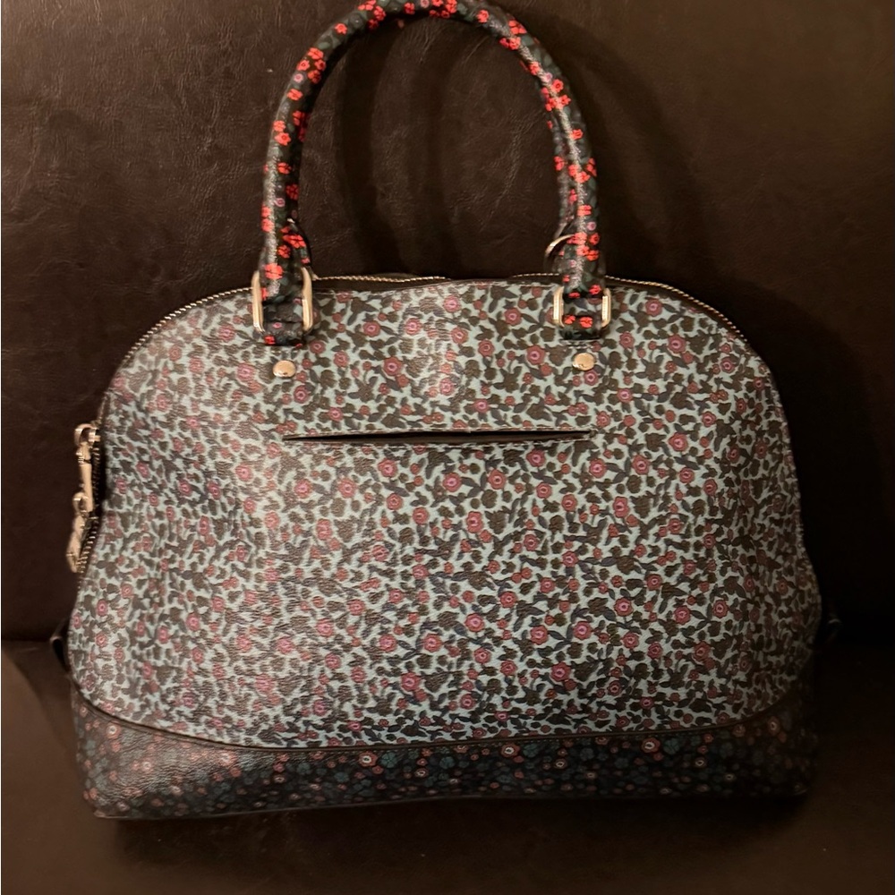 COACH LIMITED EDITION Tea Rose Dome satchel Black and Red Floral Satchel - Picture 3 of 7